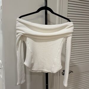 Isla Off-Shoulder White Women's Long Sleeve